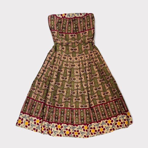 Strapless Tribal Aztec Bohemian Print Dress Size Small - Picture 1 of 7